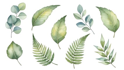 Obraz premium green leaves isolated on white