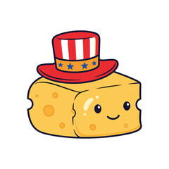 Adorable cheese wearing hat with united states flag pattern