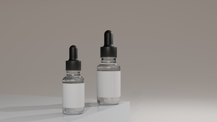 Set of 30 ml and 50 ml Clear Dropper Bottle Mockups for Skincare Packaging