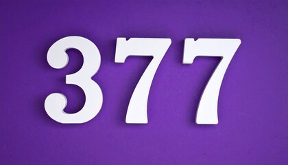 Number 377 in White on a Vibrant Purple Background.