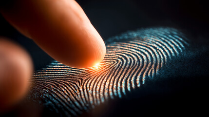 person scanning fingerprint for biometric access