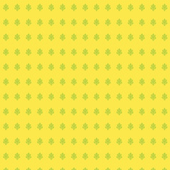 Repeating Green Leaf Pattern on Yellow Background