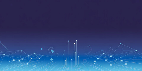 Abstract network background connecting lines and geometric shapes in blue gradient