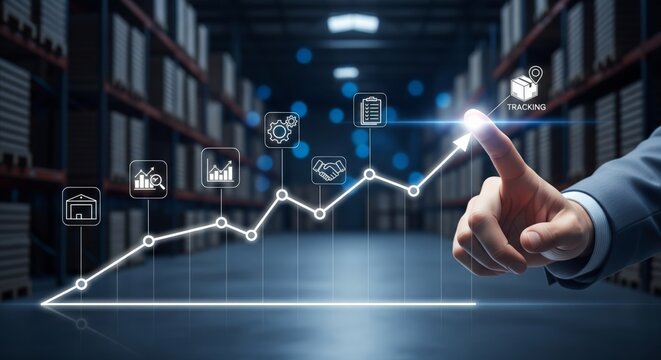 Logistics Growth Chart with Warehouse, Analytics and Parcel Tracking — Business