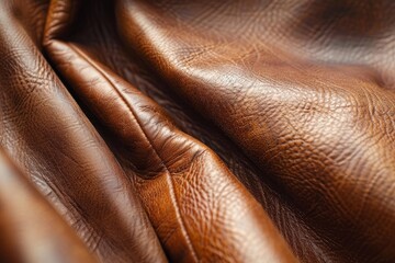 Obraz premium Brown leather folds creating elegant curves and showcasing its rich texture
