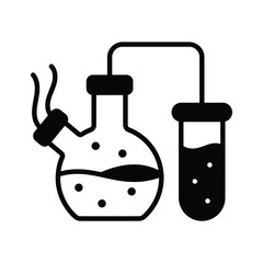 Well designed glyph style icon of of chemistry experiment, modern vector