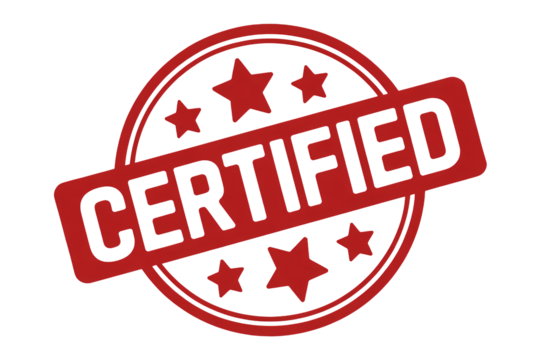 Get the Red Seal of Approval: Certified Stamp with Stars for Quality Assurance and Official Endorsement for Business Documents and Product Validation