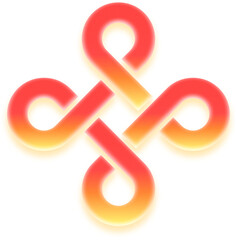 Red 3d mystic knot symbol of luck and eternity