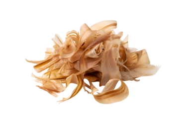 Pile of dried bonito flakes isolated on transparent background