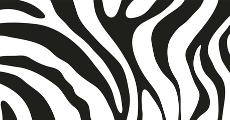 Black wavy stripes on white background, zebra skin pattern, fabric print