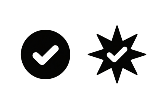 Verified icons show success and validation for business or personal achievements, a symbol for task completion or approval to demonstrate a positive outcome