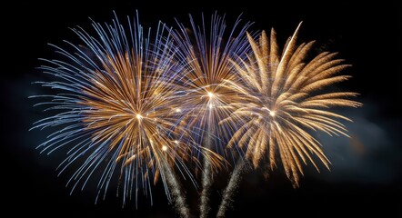 Vibrant fireworks display exploding in night sky celebrating festive occasions