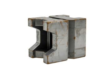 Concrete block with a cutout section isolated on transparent background