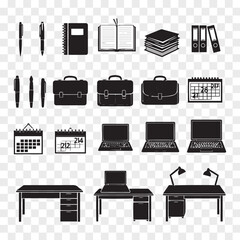 Office Stationery Items Silhouette Vector Collection for Business and Education