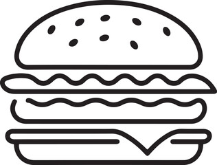 Hamburger Isolated for promoting food and restaurants line art vector illustration.one line  vector illustration  with out background