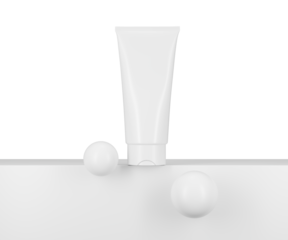 Unbranded white plastic cosmetic tube mockup for cream or lotion product, 3d illustration