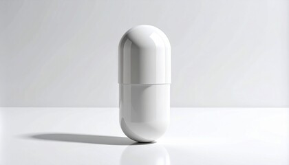 White capsule-shaped object on gray background