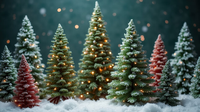 Christmas Trees With Whimsical Details.