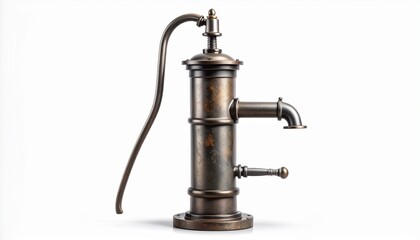 Vintage metal water pump with curved handle and spout