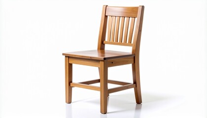 Wooden chair with vertical slat backrest on white background