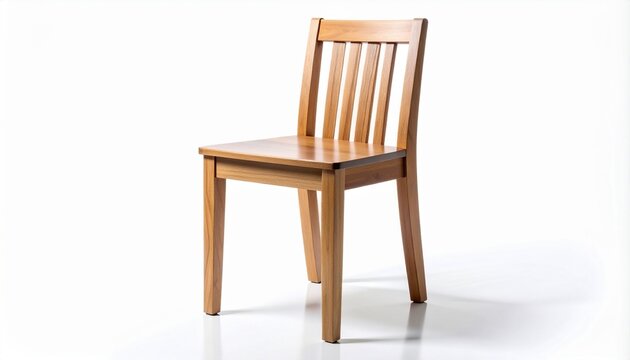 Wooden chair with vertical slat backrest on white background