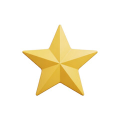 Obraz premium A bright golden five pointed star with sharp edges and subtle shading isolated on transparent background