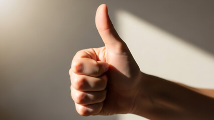 Hand gesture showing a thumbs up for approval and agreement.