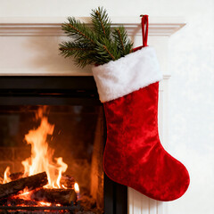 christmas stocking with fireplace