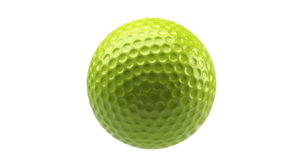 Detailed green golf ball with dimples realistic texture on transparent background
