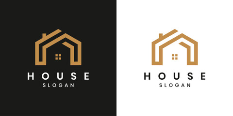 Versatile geometric house logo for real estate branding