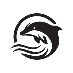 minimalist dolphin logo with white background