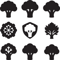 Broccoli Silhouette Icon Set.eps