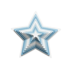 Obraz premium Layered blue and white star shape with a bright center isolated on transparent background