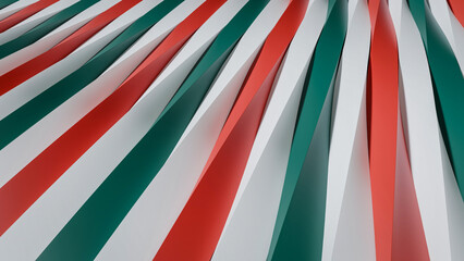 Abstract 3D Wavy Ribbon Background with Christmas Colors &ndash; Modern Red Green White Holiday Pattern