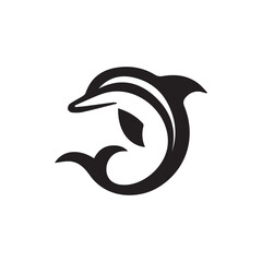 minimalist dolphin logo with white background