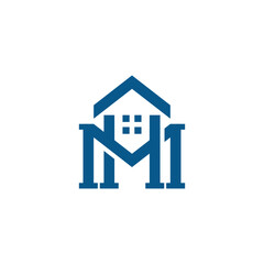 Creative initial letter NMH monogram logo design forming a house shape, ideal for real estate, property, and construction company branding