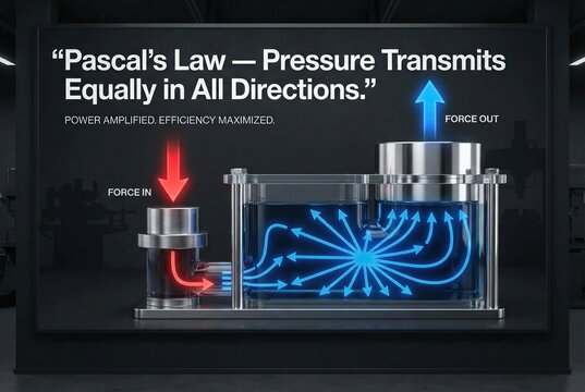 Pascal's Law Demonstration Showing Pressure Transmission in All Directions Concept
