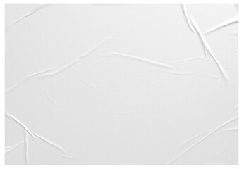 white paper wrinkled poster template ,blank glued creased paper sheet mockup.white poster mockup on wall. empty paper mockup