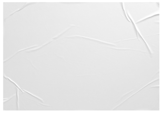 white paper wrinkled poster template ,blank glued creased paper sheet mockup.white poster mockup on wall. empty paper mockup