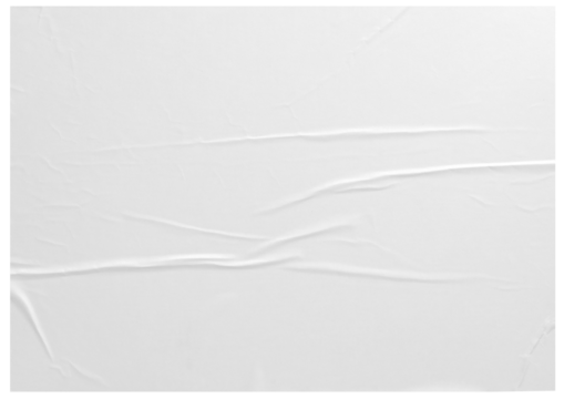 white paper wrinkled poster template ,blank glued creased paper sheet mockup.white poster mockup on wall. empty paper mockup