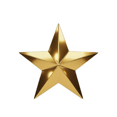 Obraz premium A single shiny golden five pointed star with realistic reflections and highlights isolated on transparent background