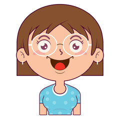 Obraz premium girl short bob hair playful face cartoon cute