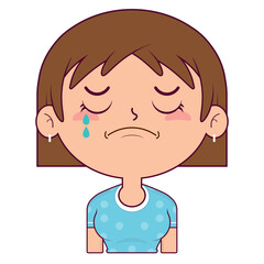 girl short bob hair crying face cartoon cute