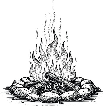 Dark shadowy flames rising from a deep pit in a mysterious illustration