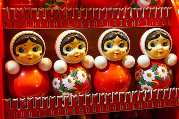 Traditional Russian roly-poly toy. Tumbler, happy childhood, nostalgia.
