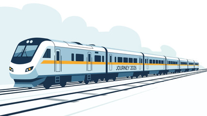 Fototapeta premium Modern train speeding towards the future, depicting innovation in travel and transportation technology for a cleaner, greener world in 2026