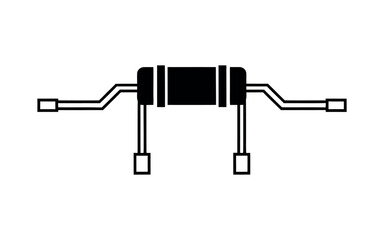 Axial leaded resistor electronic component symbol with bent metal leads and square terminal pins in a clean minimal vector style