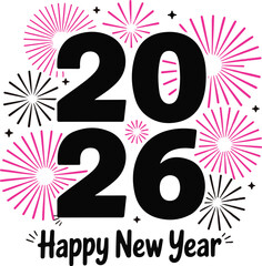 Happy new year 2026 with fireworks celebration