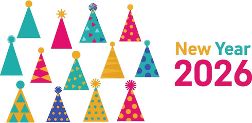 Get Ready for a Joyful New Year 2026 Celebration with Fun Party Hats, Perfect for Holiday Greetings and Festive Designs to Welcome the Future