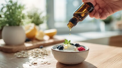 Healthy meal prep in a bright home kitchen featuring hemp oil for flavor and wellness